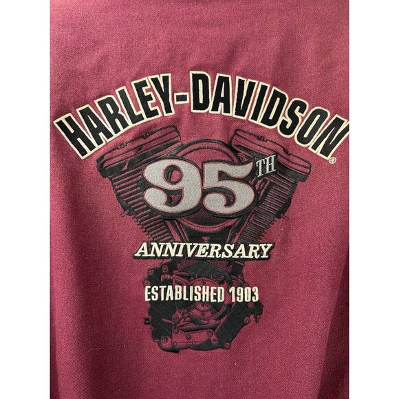 VTG Harley Davidson Men’s XXL 95th Anniversary Maroon Varsity Jacket Heavy Duty - Picture 12 of 16